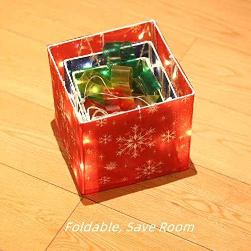 Подаръчни Кутии Hanizi с Коледното Осветление, 3 опаковки, Коледни Украси с 60 Led Светлини, Таймер, Коледна Украса, работещи На Батерии