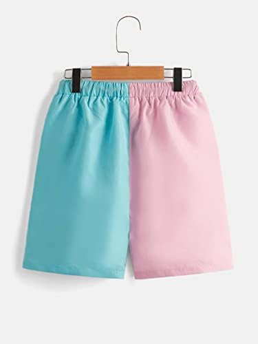 Двуцветен спортни къси панталони с цветни блокчета за момчета Cozyease, Панталони с буквенными заплатками на експозиции на талията