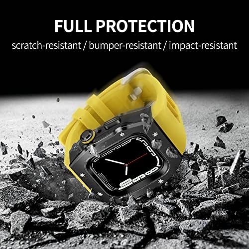 BINLUN е Съвместим с каишка на Apple Watch 45 мм 44 мм, 2 опаковки на силиконови ленти за часа с издръжлив метален пълен защитен
