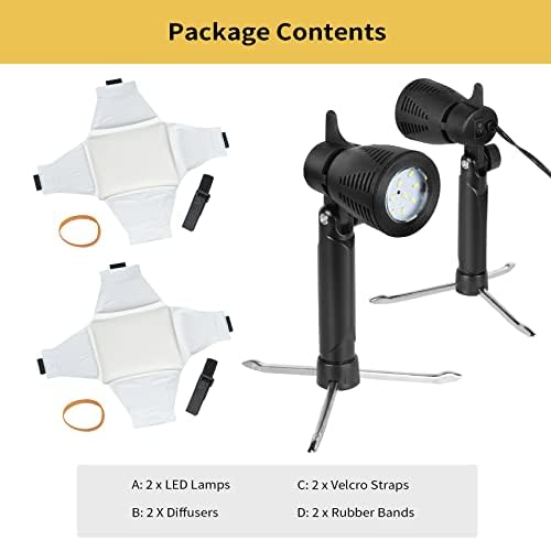 Комплект осветление за фотография Meking Mini Softbox, Непрекъснато осветление 4x4, 8 инча с настолна led лампа 2 елемента за видео