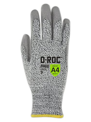 Ръкавици MAGID D-ROC Level A4, Устойчиви на гумата, 12 чифта Работни ръкавици от здрав изземване, Размер 8 / M (GPD534), сив