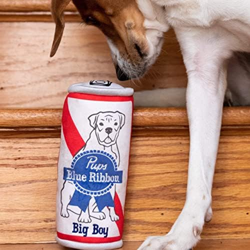 H & K за кучета Power Plush | Синята лента за кученца (Голяма) | Забавна играчка за куче | Играчка за кучета с пищалкой