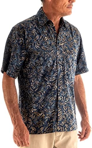 Риза от Тропически Futon Батика с плаващи Листа Johari West