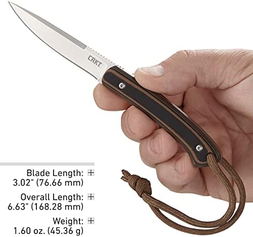 Нож CRKT Biwa с фиксирано острие и ножнами: Лек ловен нож, нож Drop Point с фрикционни канали, ръкохватка G10, найлонови сабя с няколко
