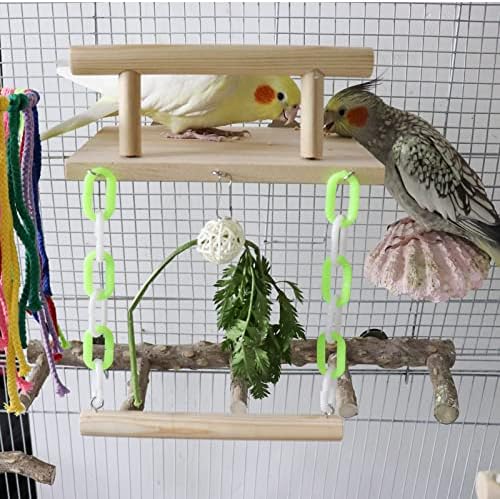 Платформа-Поставка за Птичи Костур, Естествена Дървена Играчка-място за спане за Папагал, с Люлки, Аксесоари За Клетки за Малки