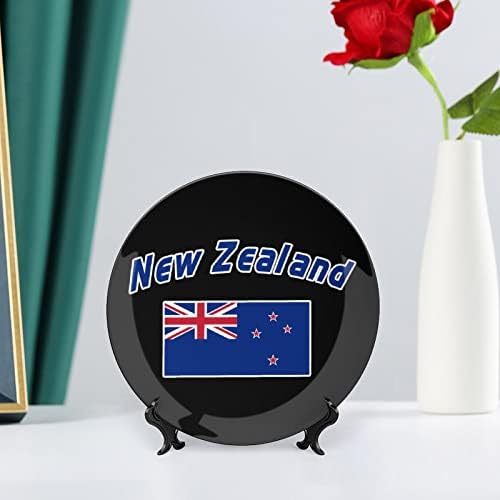 Нова зеландия Флаг От Костен Порцелан Декоративна Чиния Кръгли Керамични Плочи плавателни съдове с Поставка за Домашния Офис Стенен
