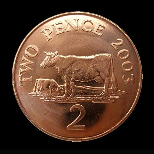 Guernsey Монета в 2 Пенса Възпоменателна Монета, Монета Голяма Монета Случайно г.
