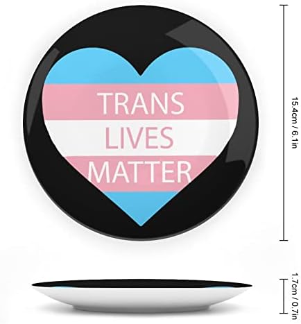 Trans Lives Matter Сърцето Подвесная Керамична Декоративна Чиния с Поставка за Дисплея на Индивидуални Сватбени Подаръци за Годишнината,
