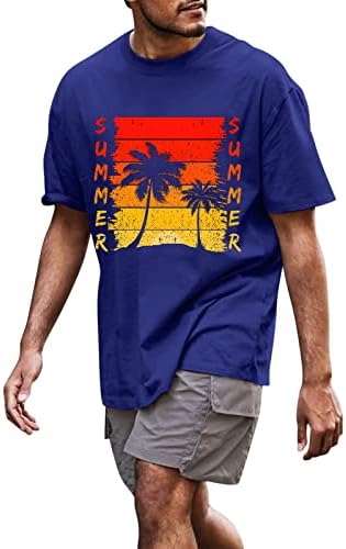 Xiloccer Мъжки лятно хавайско Плажна Риза С Писмото Принтом, Тениска с кръгло деколте и Къс Ръкав, Мъжки Ризи с Риба С Дълъг Ръкав