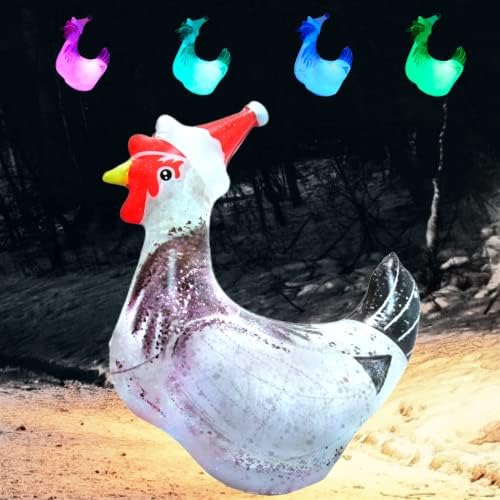 Осветите Пиле PVC Надуваема Коледно Пиле 24 инча Голям Открит Коледен Украсени Пиле с Акумулаторна Светодиодна Подсветка Градински