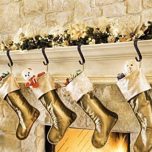 Коледни Държачи за Отглеждане на Шафран Комплект от 2 Черни Метални Коледни Закачалки За Отглеждане Поставка Куки за Коледни Чорапи
