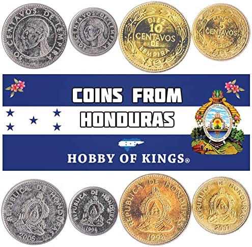 4 Монети от Хондурас | Колекция Гондурасских монети от 5 10 20 50 Centavos | В обращение 1995-2007 | Пирамида | Лемпира