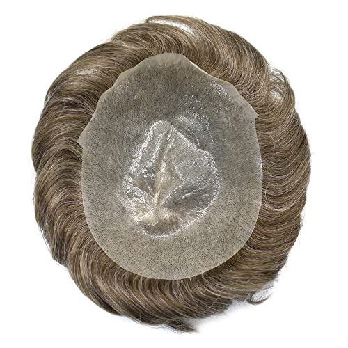 Перука за Мъже, работа на смени системата на косата, Мъжки естествена Коса, Напълно V-Образен Поли-ПУ, 0,04 мм, Мъжка перука от фина кожа,