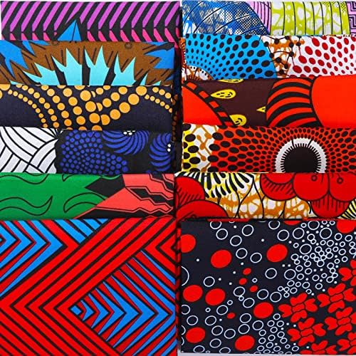 12 Броя Африкански тъкани Дебели Четвъртинки Африканската плат с восъчен принтом на Анкара, Кърпа с принтом на Анкара за шиене,