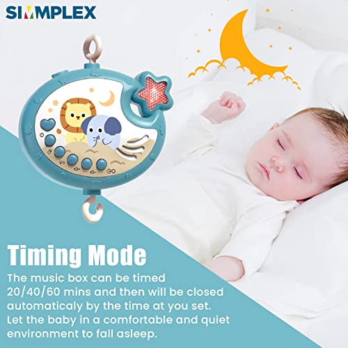 Пътуваща бебешко кошче Simmplex с осветление и музика (45x54 см) - Музикално подвижна играчка люлка - Мобилна играчка за детска