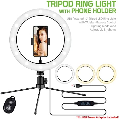 Светъл трикольор пръстен за селфи, съвместим с Samsung Galaxy S III Mini VE 10 инча, с дистанционно управление за директно излъчване