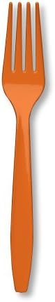 Пластмасови вилици Creative Converting, 50 броя, 7 инча, Оранжеви с Затонувшим ръба