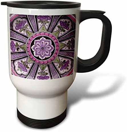 Триизмерна виолетово-розова мексикански плочки с геометрични абстрактни дизайн в формата на цветя. - Чаши за пътуване (tm-371814-1)