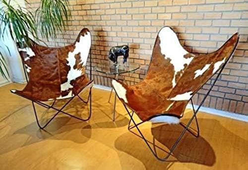 Оригинално стол BKF. Ръчна изработка. Стол-пеперуда от телешка кожа от Аржентина. Хромирана рамка (зебра)