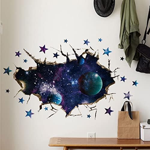 3D Космическа Стикер на стената с Луната - Стикери За стени на детската, Интериор на детска стая или Класна стая - Подвижна Космически