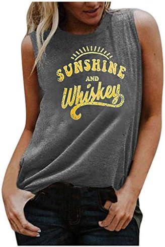 Тениски NEARTIME Sunshine Whiskey за Жени, Всекидневни Жилетка с Къс Ръкав и Кръгло Деколте и Принтом, Свободна Туника, Потник, Блуза