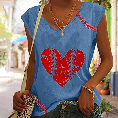 Бейзболна Тениска с изображение на Сърцето при Жените, Летни и Бейзболни Графични Блузи, Тениски, Ежедневни тениски С V-Образно