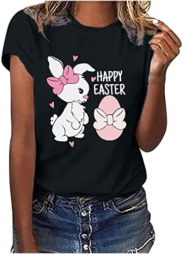 Тениски с Надпис Love Graphic за Момичета с Кръгло Деколте, Подарък за Великден, Яйце, Папийонка, Красиви Върхове с Животни