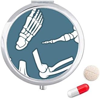 Човешки Скелет Синя Мультяшная Илюстрация Калъф За Хапчета В Джоба Кутия За Съхранение На Лекарства Контейнер Опаковка