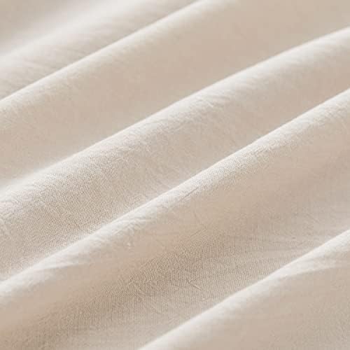 Набор от текстурирани пододеяльников PATSAY от памук и лен, комплект спално бельо кралски размери от 3 теми Луксозен Ленено цвят,