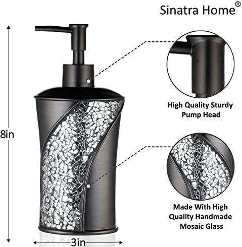 Опаковка сапун Zahari Home Sinatra / Помпа за Лосион Уникален Дизайн, Декорация от Блестящи Стъклени Мозайки, Кафяв
