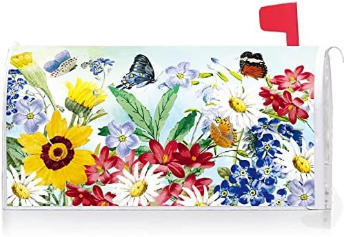 Texupday Пролетно-Лятна Декорация във формата на Цветя, Пеперуди, Капакът на пощенската кутия с Магнитна Лента, пъстри Цветни Маски За Пощенски кутии, Капакът на пощенс