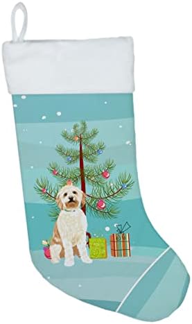 Carolin's Treasures WDK3028CS Doodle Red 2 Коледни Чорапи, чорапи за окачване на камината, Коледен Сезон, декорация за Партита,