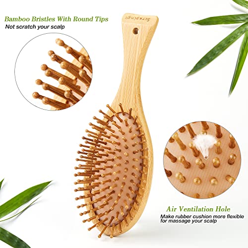 Дамски четки HybtwinHair и четка за коса от естествен бамбук за масаж на кожата на главата – Четка за Омекотяване на къдрава коса с мек