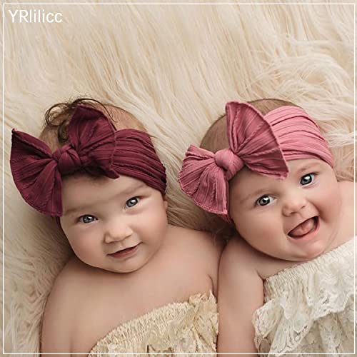 YRlilicc 12 бр., превръзки за глава за малки момичета с лък, Найлон Превръзка на Главата за Новородени, Гъвкави Аксесоари за Коса за Момиченца
