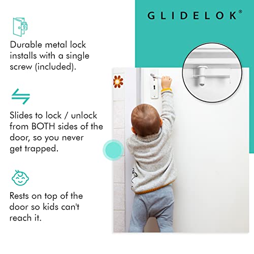 4 опаковки - Горната част на замъка детска врати GlideLok е Изработен от здрав метал (не пластмаса, както при други модели) |