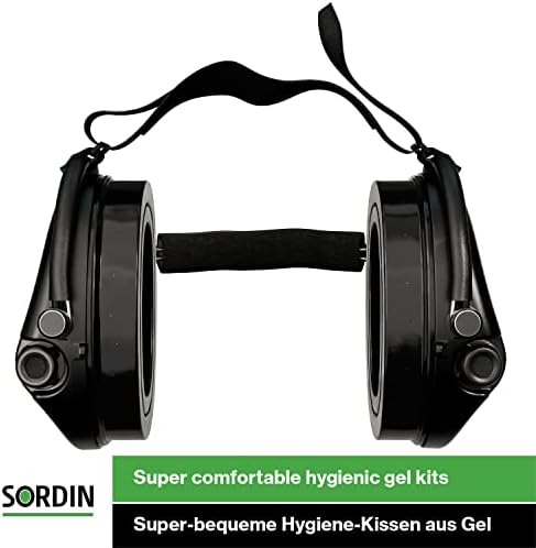 Защитни слушалки Sordin Supreme PRO X с шейным ръб - С хигиенни набор от вливат в гел на запечатване - за Активна защита на слуха