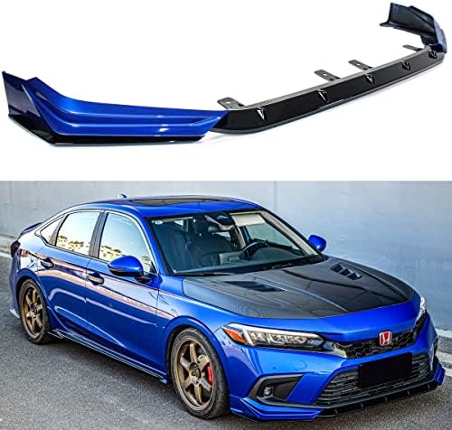 MC Style JDM 5 бр. Оцветени В Синьо-черен цвят, Комплект Сплитер за Предна Броня, която е Съвместима за 2022-2023 Honda Civic Хетчбек, Седан,