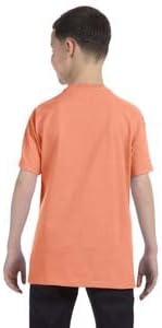 Тениска без етикети By Hanes Youth тегло 61 грама - Ярко оранжев цвят - XS - (Стил № 54500 - Оригинален стикер)
