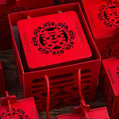 TENDYCOCO 2 бр. Преносим Подарък Контейнер В Китайски Стил Дървена Кутия За Бонбони Сватбени Декорации С Пискюли От Сини
