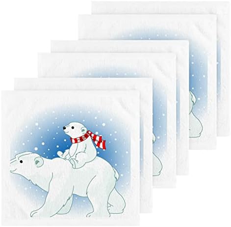 Комплект кърпички за миене на съдове ALAZA Бяла мечка (k1) - Опаковка от 6 Памучни Кърпички за лице, е добре Абсорбираща влагата и меките