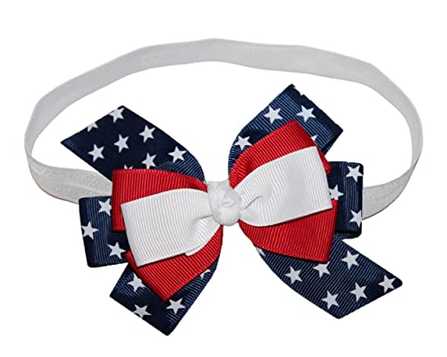 WD2U Многопластова превръзка на главата с патриотичен носа под формата на звезди за малки момичета червен, бял и син цвят