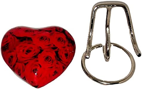 Класическа Урна–Сувенир във формата на Сърце Akanksha Arts за Човешкия Пръст - с Кутията и Стойката - Красива Червена роза с височина
