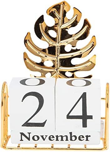 Дървена Вечен Настолен Календар: Коледен Адвент-Календар с Фигура от Тропически Листа, Седмица, Месец, Показване на Дата за Украса на Бюрото