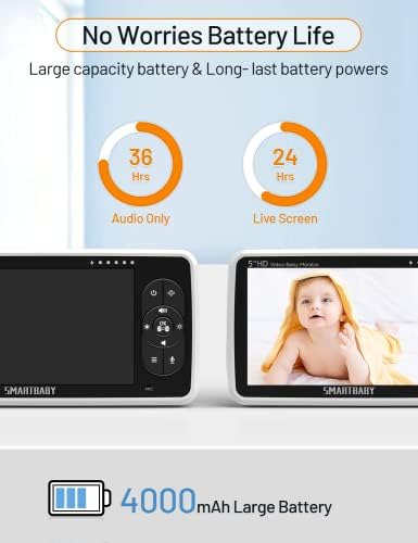Следи бебето UKSUP -Видеоняня с резолюция 720P 5 HD с камера и звук, автоматичното намаляване на шума, 4-кратно мащабируем увеличение, батерия