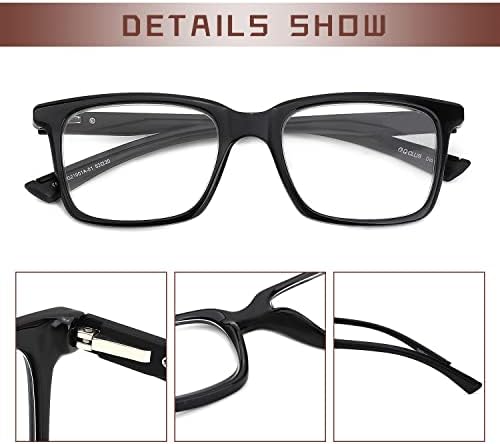 O-Q CLUB 2 Опаковки Очила за четене, Блокиране на Синя Светлина, Квадратен Четец, Антирефлексно Напрежение за очите, Пружинни