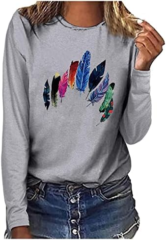 Най-Тениска за Момичета, Есента-Годишната Меки Удобни Дрехи, Памук Топ с кръгло деколте и дълги Ръкави, Графичен Случайни Топ