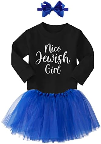 Скъпа еврейско Момиче - Еврейски Детски Боди за Великден Ханука + Пола-пакет + Превръзка На главата с Лък