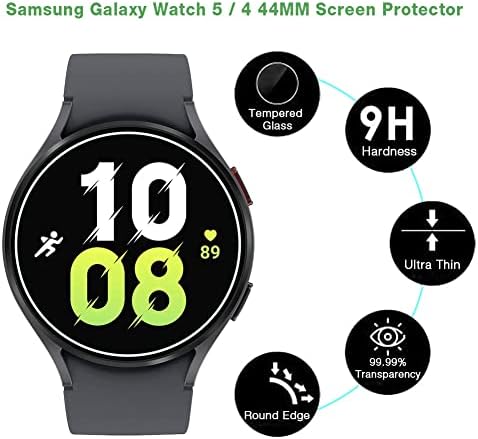 LUCXXI е Съвместим с предпазно фолио Samsung Galaxy Watch 5, 3 опаковки, Защитни фолиа, изработени от закалено стъкло за Galaxy Watch 5/4