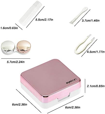 YuCool 3 опаковки Калъф за контактни лещи, Мини Стилни Прости Преносими седалките, пълен Комплект, Твърда кутия с двойни Лещи + Огледало
