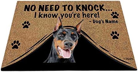 Мат с името на вашата Лична куче с надпис любимото Ми куче Доберман, Добре дошли подложка за пода, Няма нужда да чукаш, аз знам,